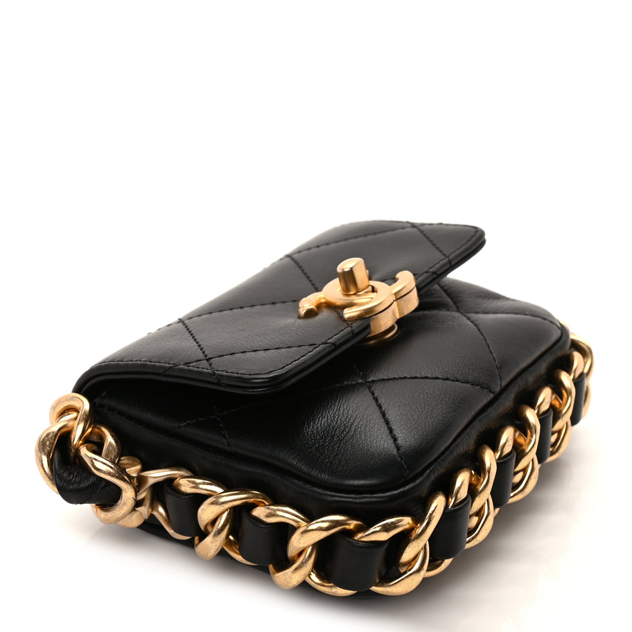 Chanel Calfskin Quilted Mini Framing Chain Bag  Black Image 6