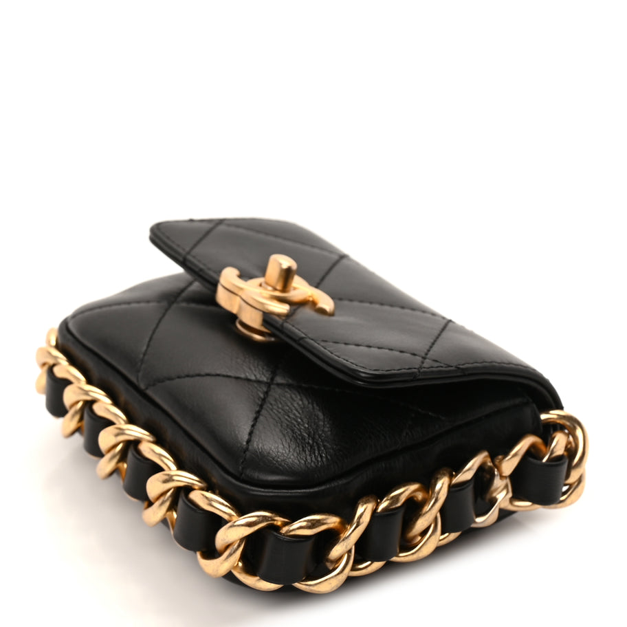Chanel Calfskin Quilted Mini Framing Chain Bag  Black Image 7