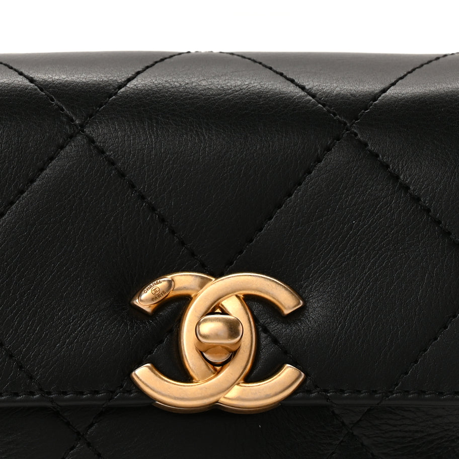 Chanel Calfskin Quilted Mini Framing Chain Bag  Black Image 8