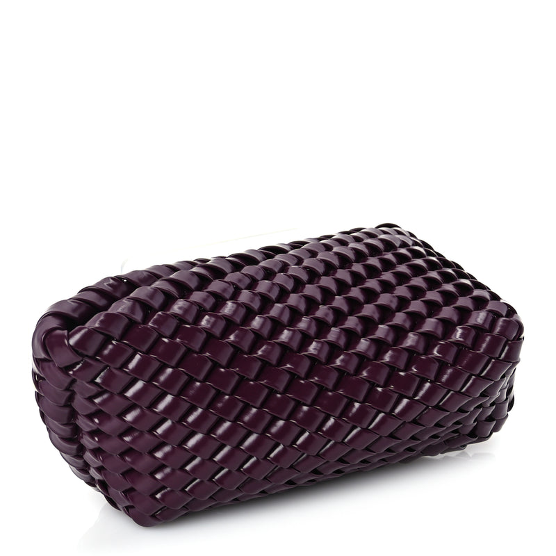  Bottega Veneta Patent Nappa Intrecciato Slanted Clutch  Purple