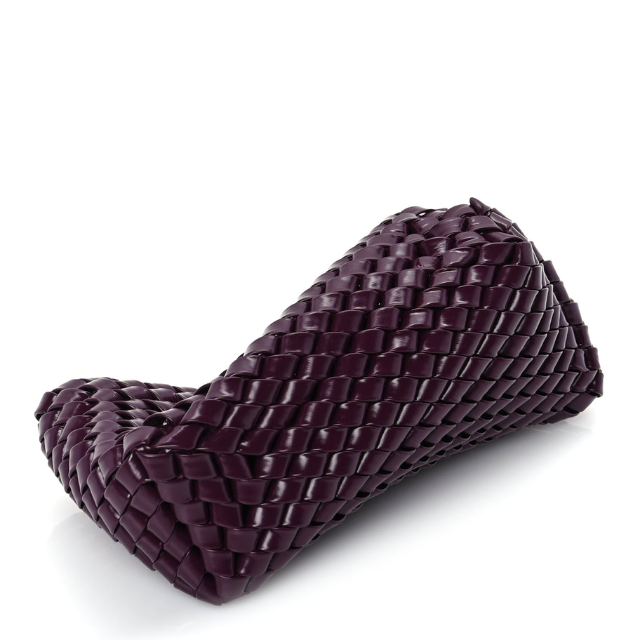 Bottega Veneta Patent Nappa Intrecciato Slanted Clutch  Purple Image 3