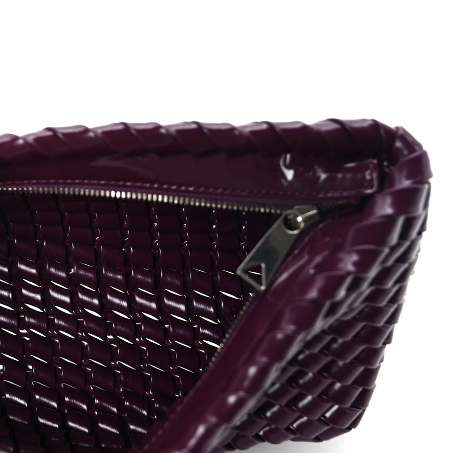 Bottega Veneta Patent Nappa Intrecciato Slanted Clutch  Purple Image 4