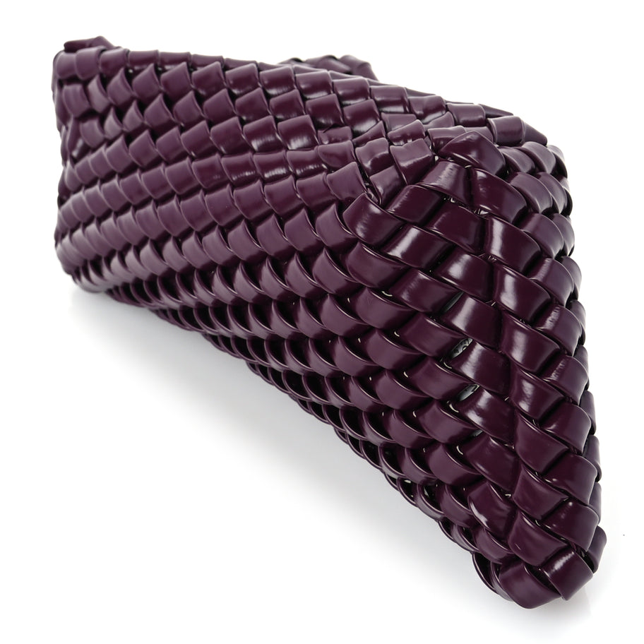 Bottega Veneta Patent Nappa Intrecciato Slanted Clutch  Purple Image 8