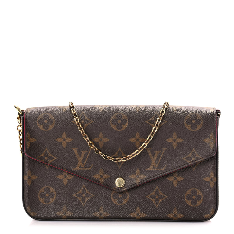  Louis Vuitton Monogram Pochette Felicie Chain Wallet Fuchsia