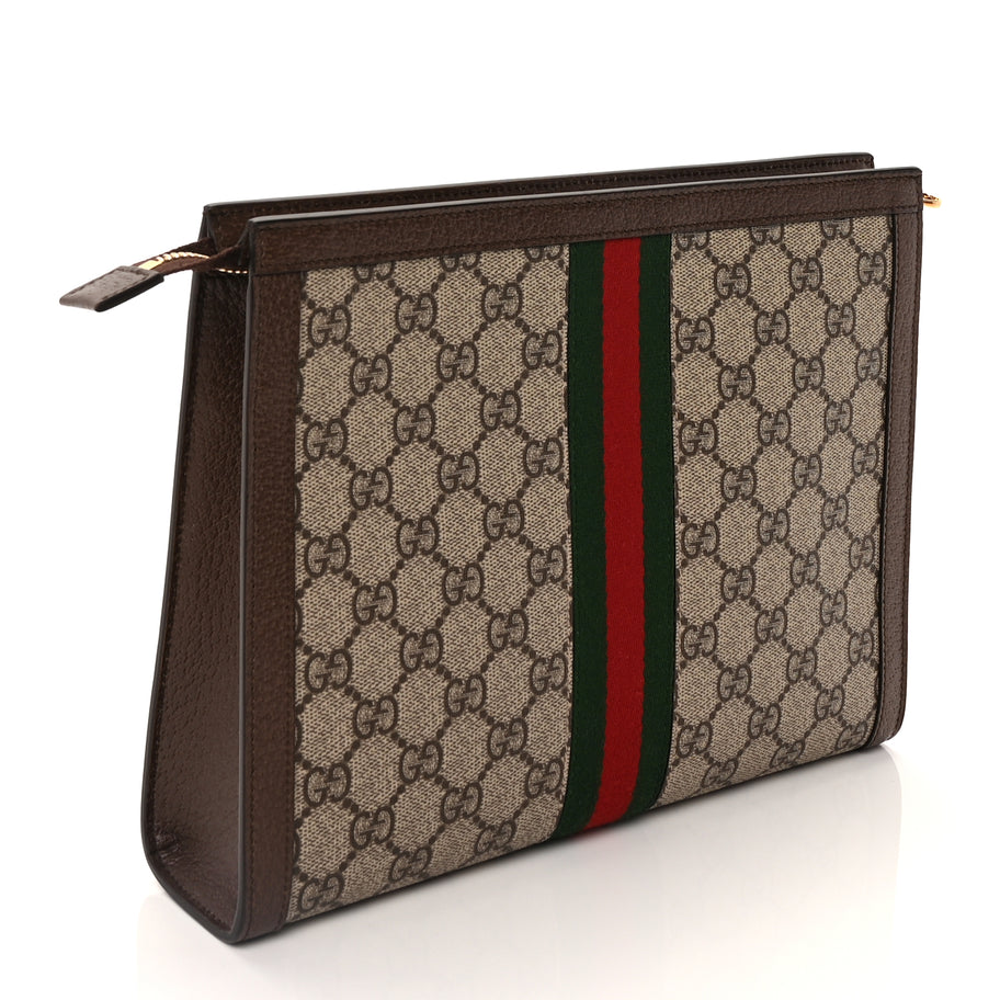 Gucci GG Supreme Monogram Web Ophidia Pouch Brown Image 3