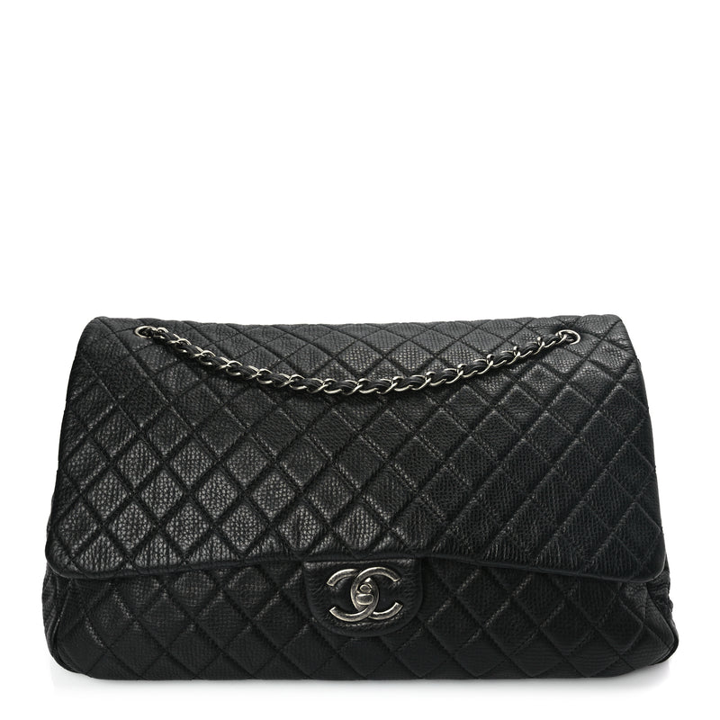  Chanel Calfskin Quilted XXL Travel Flap Bag Black