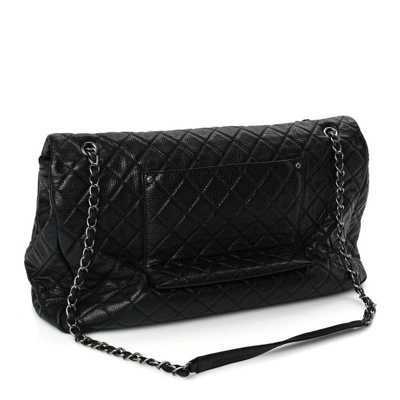  Chanel Calfskin Quilted XXL Travel Flap Bag Black
