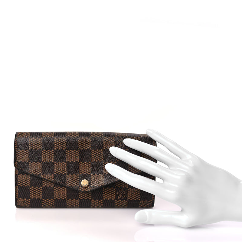  Louis Vuitton Damier Ebene Sarah Wallet NM Rose Ballerine