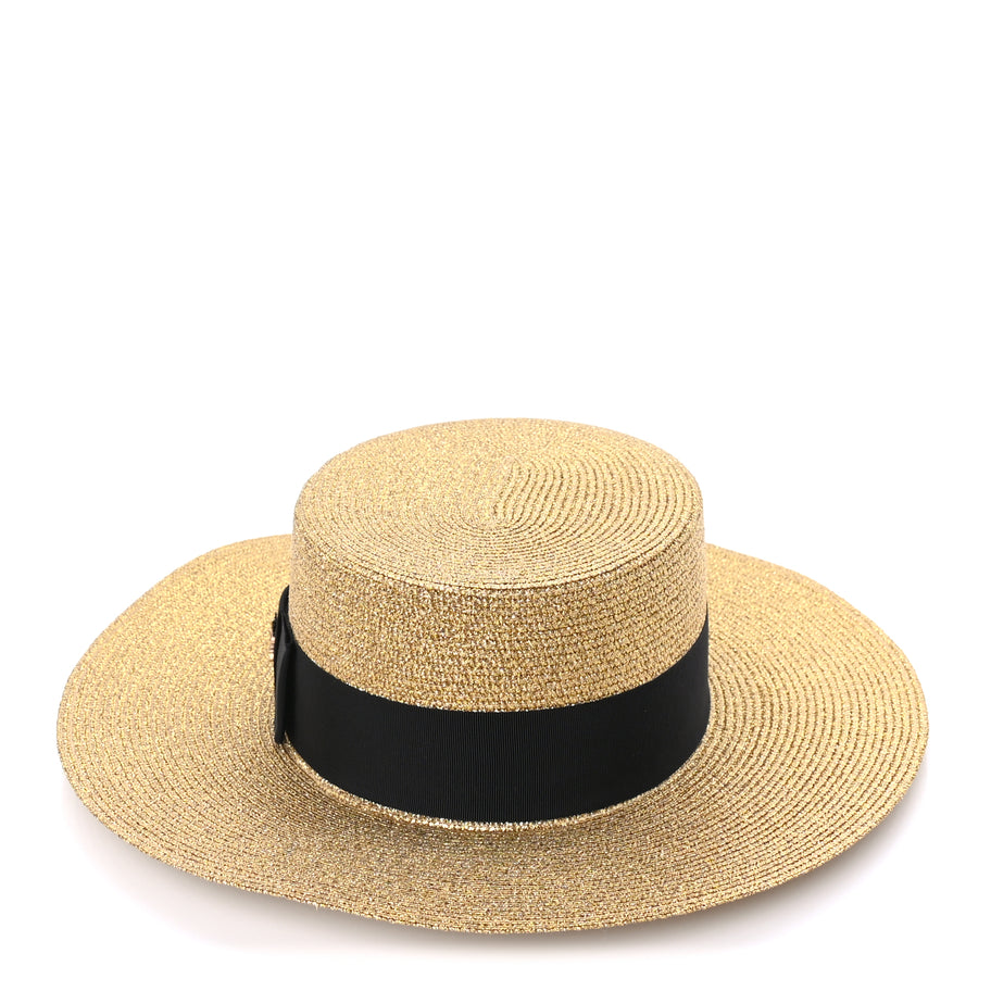 Gucci Lame Papier Hat M  Black Gold Image 2