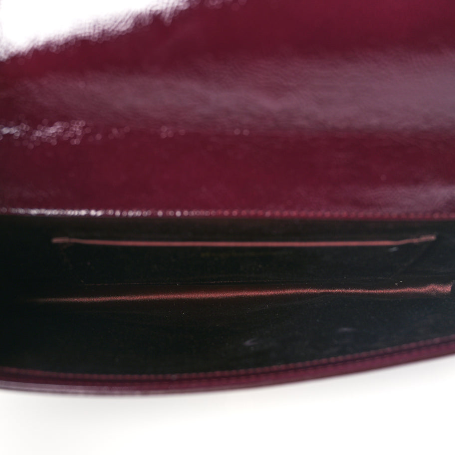 Saint Laurent Textured Patent Monogram Large Belle De Jour Clutch Burgundy Image 6