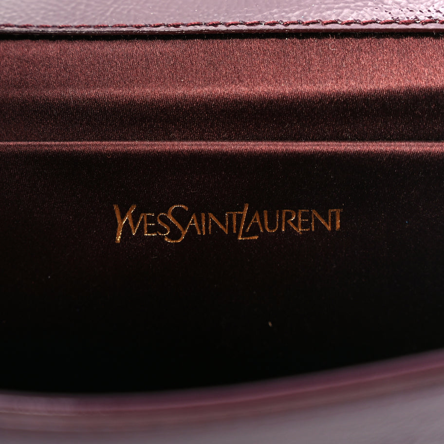Saint Laurent Textured Patent Monogram Large Belle De Jour Clutch Burgundy Image 7