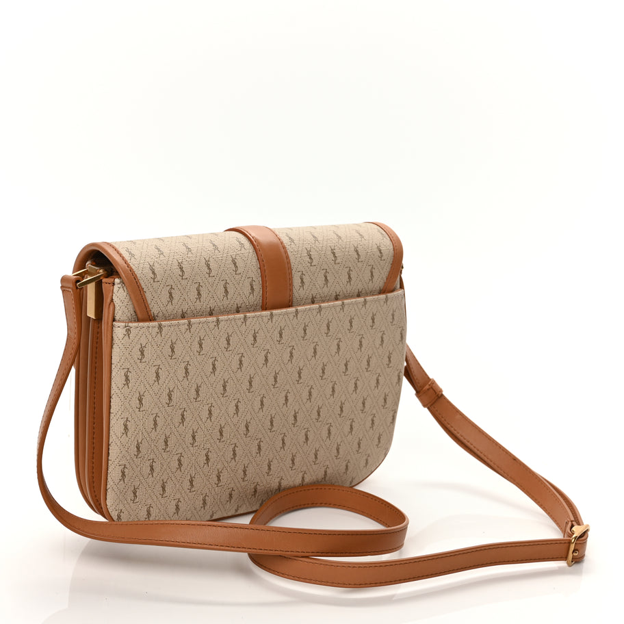 Saint Laurent Canvas All-Over Monogram Small Le Monogramme Satchel Beige Kaki Brown Gold Image 2