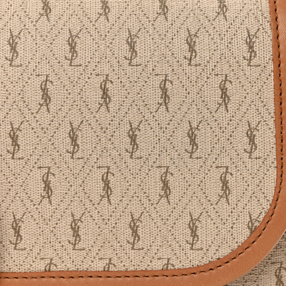 Saint Laurent Canvas All-Over Monogram Small Le Monogramme Satchel Beige Kaki Brown Gold Image 7