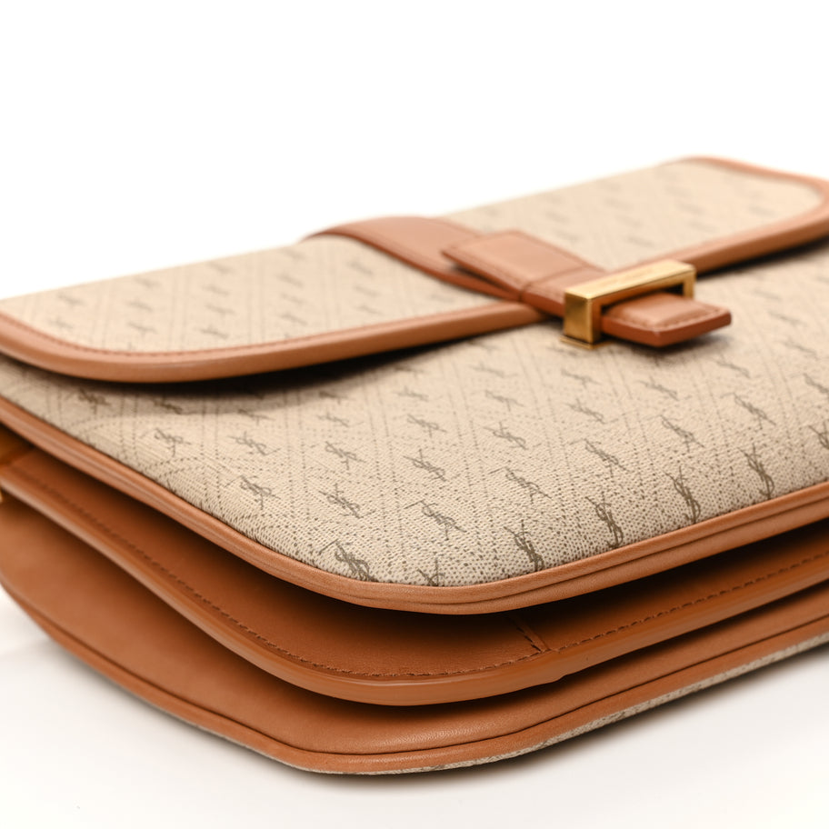 Saint Laurent Canvas All-Over Monogram Small Le Monogramme Satchel Beige Kaki Brown Gold Image 8