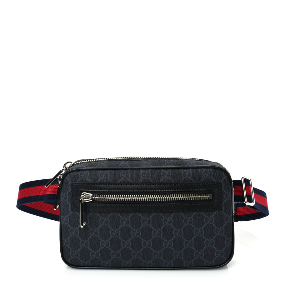 Gucci Soft GG Supreme Monogram Web Waist Bag Black Grey Image 1