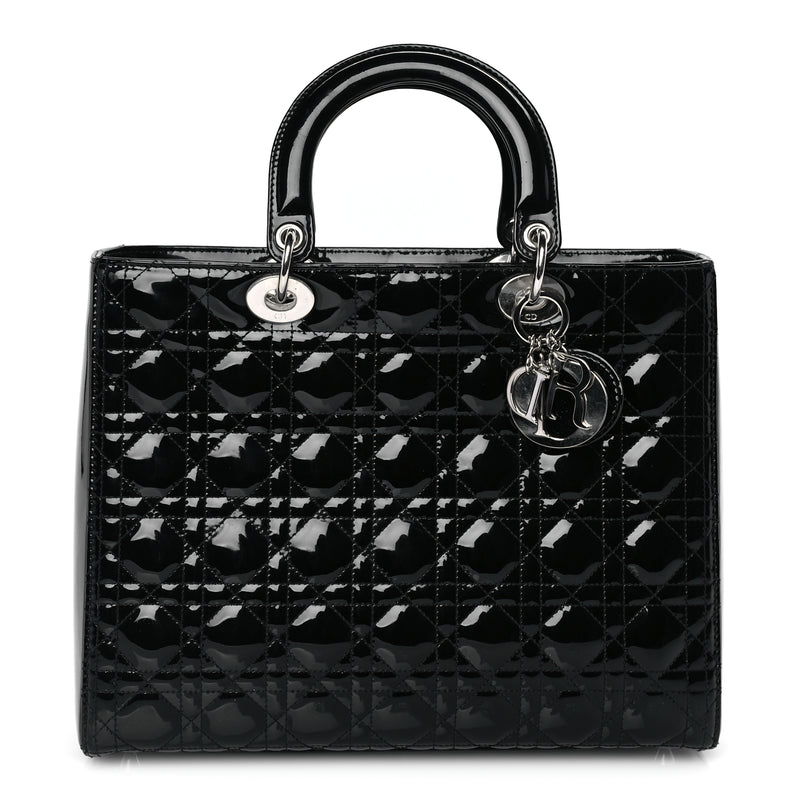  Christian Dior Patent Cannage Large Lady Dior Black