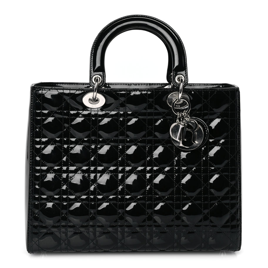 Christian Dior Patent Cannage Large Lady Dior Black Image 1