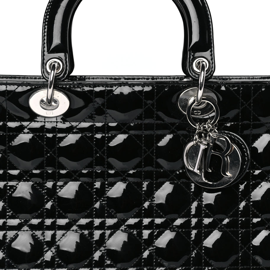 Christian Dior Patent Cannage Large Lady Dior Black Image 6