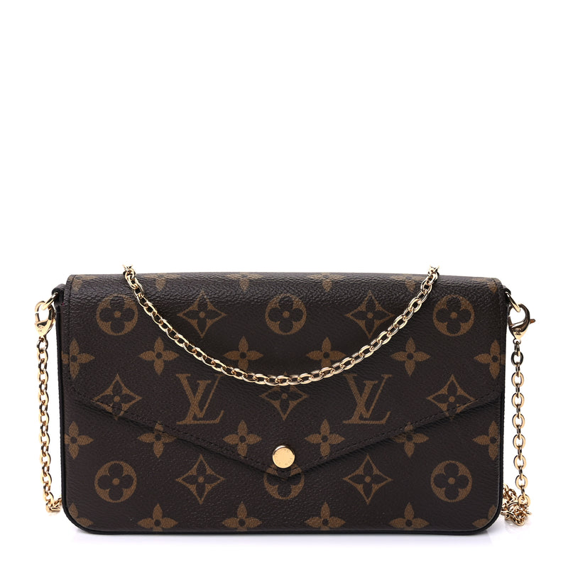  Louis Vuitton Monogram Pochette Felicie Chain Wallet Fuchsia