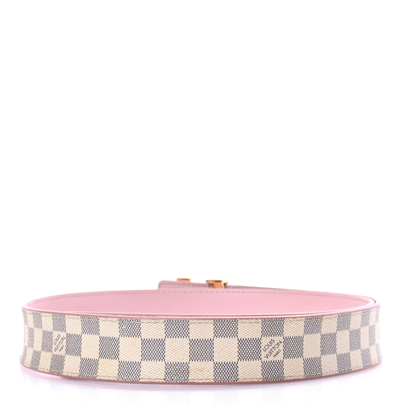  Louis Vuitton Damier Azur 30mm LV Initiales Reversible Belt 80 32 Pink