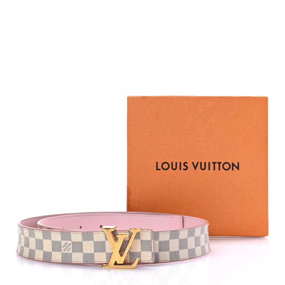 Louis Vuitton Damier Azur 30mm LV Initiales Reversible Belt 80 32 Pink Image 6