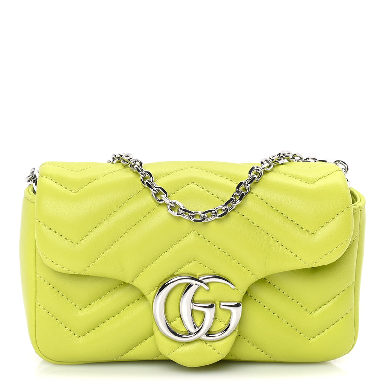  Gucci Lambskin Matelasse Mini GG Marmont Shoulder Bag Firefly