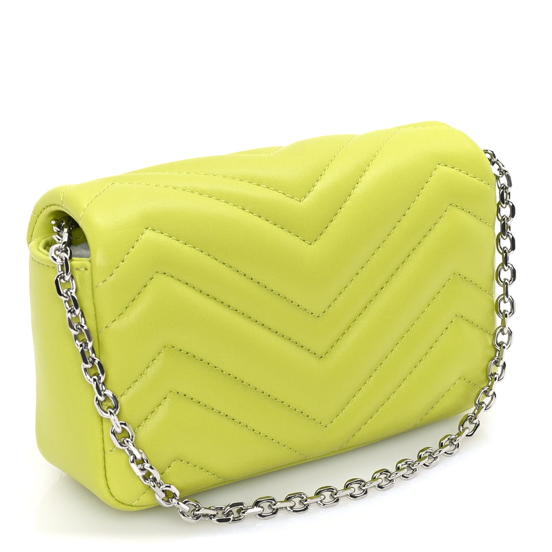  Gucci Lambskin Matelasse Mini GG Marmont Shoulder Bag Firefly