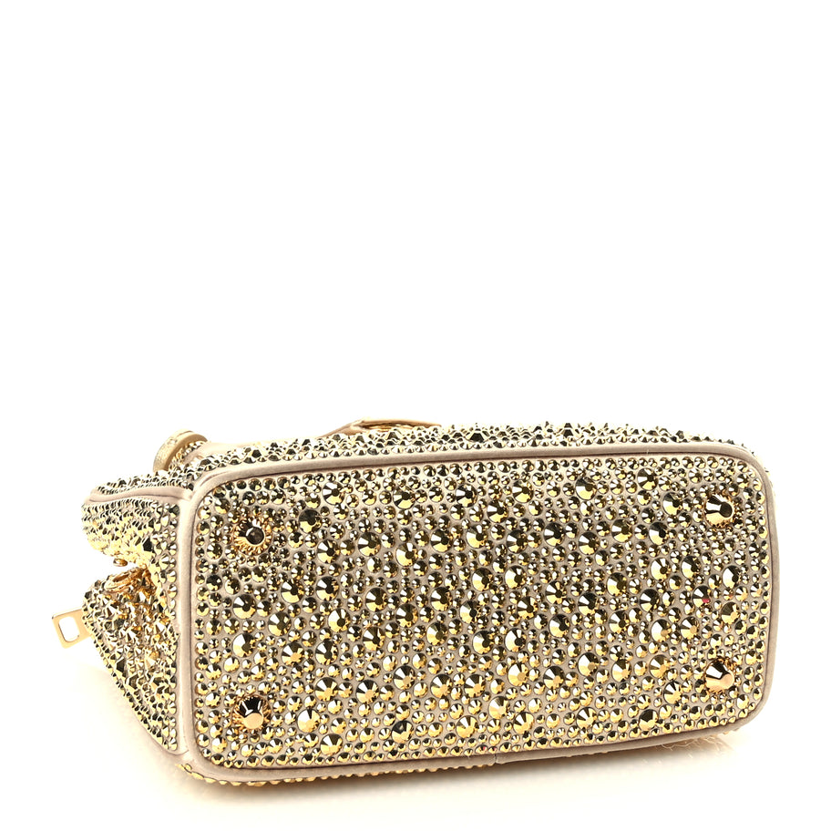 Prada Satin Crystal Mini Galleria Double Zip Tote Platino Image 3