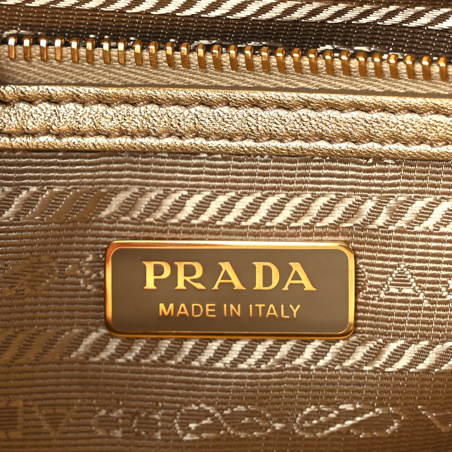 Prada Satin Crystal Mini Galleria Double Zip Tote Platino Image 5