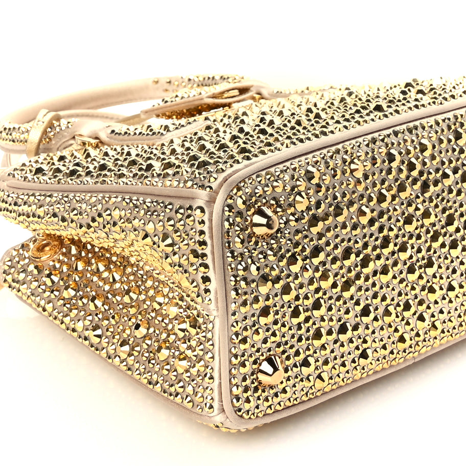 Prada Satin Crystal Mini Galleria Double Zip Tote Platino Image 7