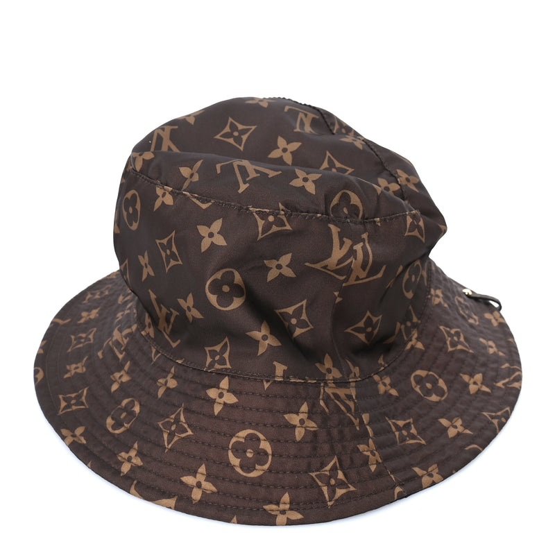  Louis Vuitton Nylon Monogram Reversible Bob Bucket Hat S  Brown Black