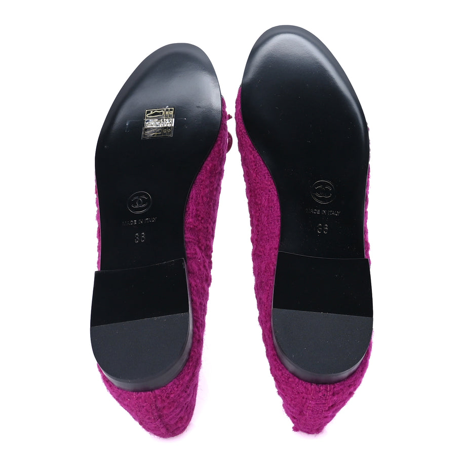Chanel Tweed Patent Cap Toe Ballerina Flats 36  Pink Black Image 6