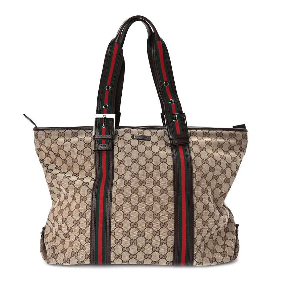Gucci Monogram Large Web Joy Tote Brown Image 1