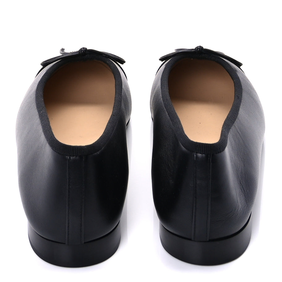 Chanel Lambskin Patent Cap Toe CC Ballerina Flats 37  Black Image 5
