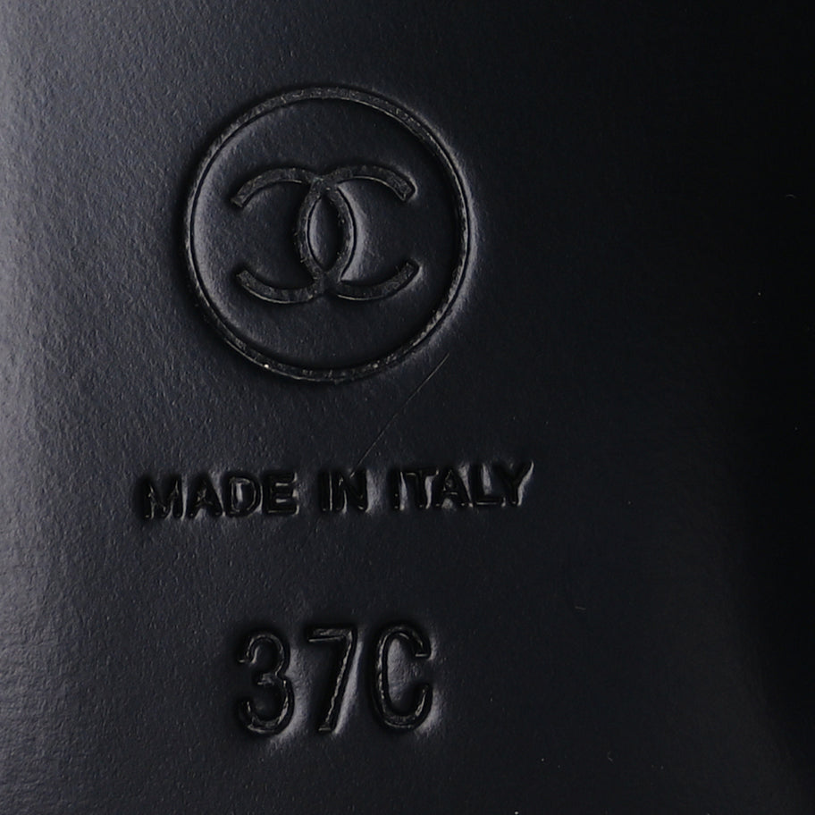 Chanel Lambskin Patent Cap Toe CC Ballerina Flats 37  Black Image 7