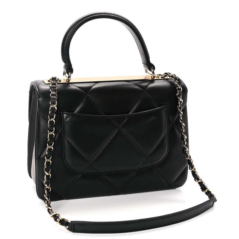  Chanel Lambskin Quilted Small Trendy CC Dual Handle Flap Bag Black