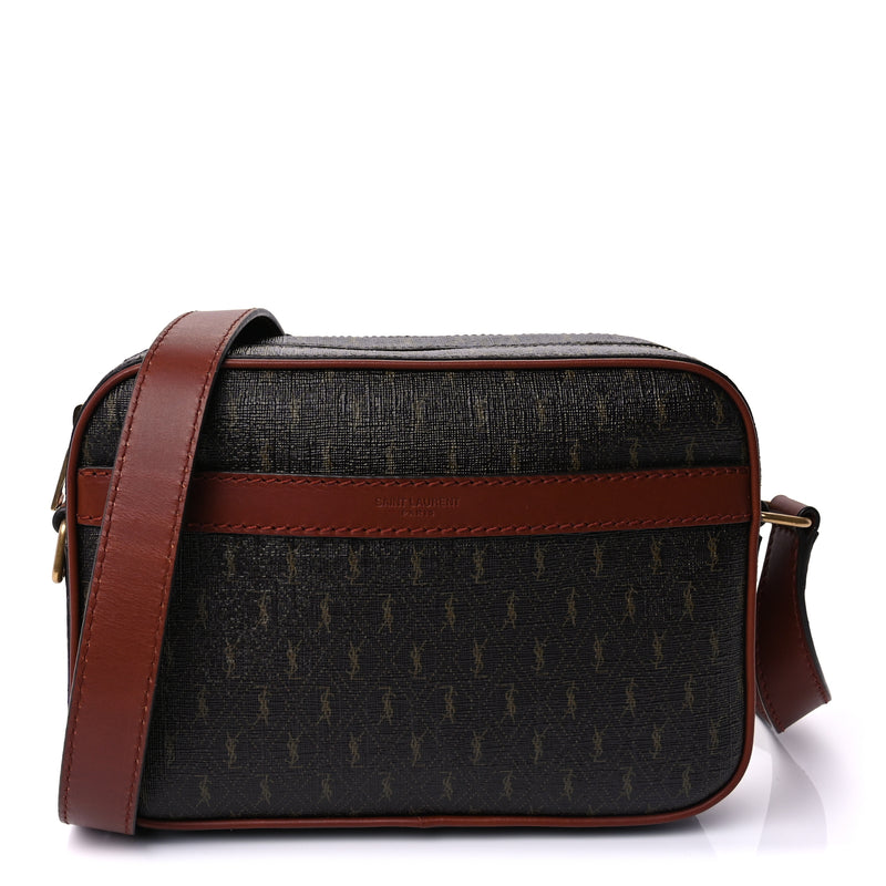  Saint Laurent Canvas Smooth Calfskin Le Monogramme Camera Bag  Chestnut