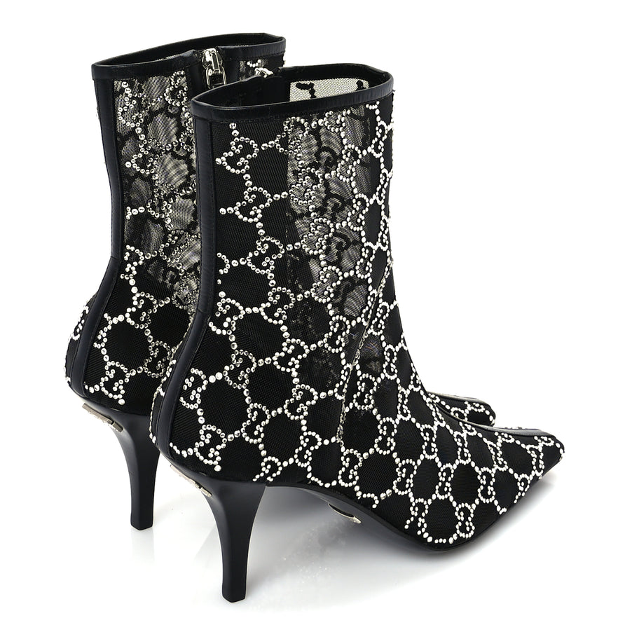 Gucci Tela Retino Kid Scamosciato Crystal GG Monogram Square Demi Boot 37 Black Image 3