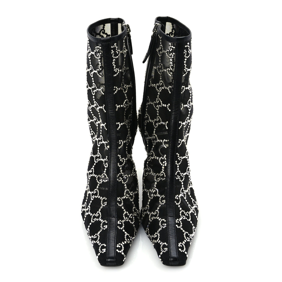 Gucci Tela Retino Kid Scamosciato Crystal GG Monogram Square Demi Boot 37 Black Image 4