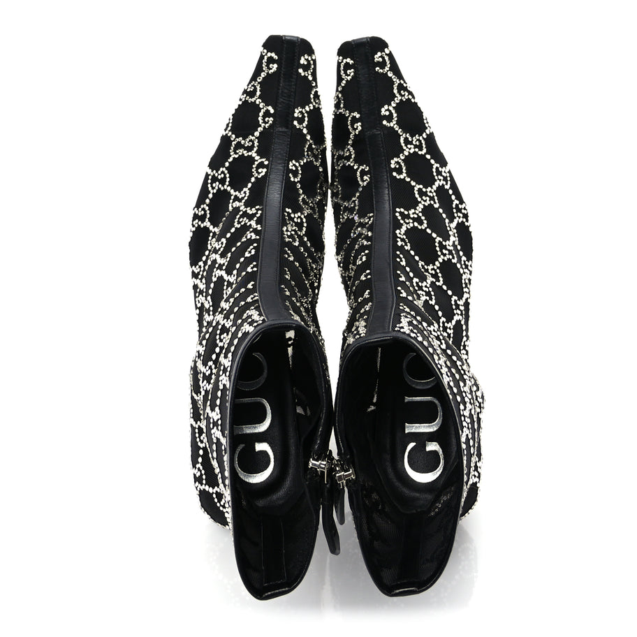 Gucci Tela Retino Kid Scamosciato Crystal GG Monogram Square Demi Boot 37 Black Image 5