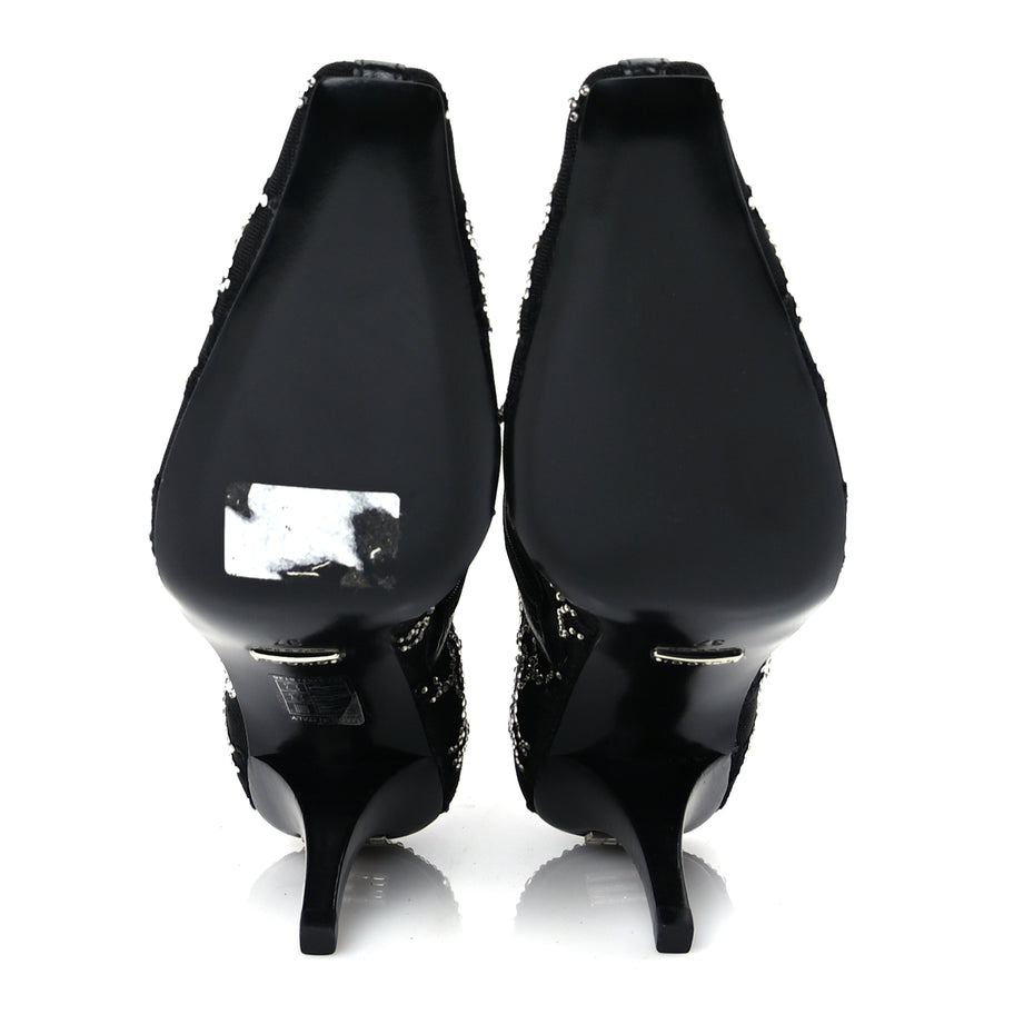 Gucci Tela Retino Kid Scamosciato Crystal GG Monogram Square Demi Boot 37 Black Image 6