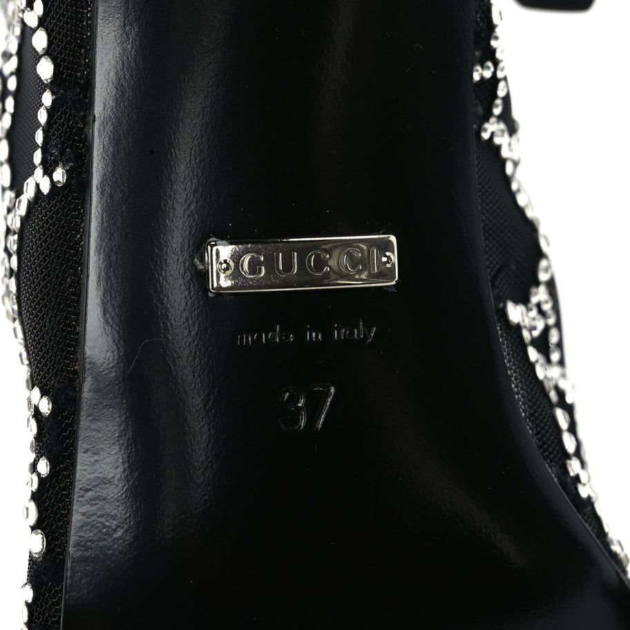 Gucci Tela Retino Kid Scamosciato Crystal GG Monogram Square Demi Boot 37 Black Image 7