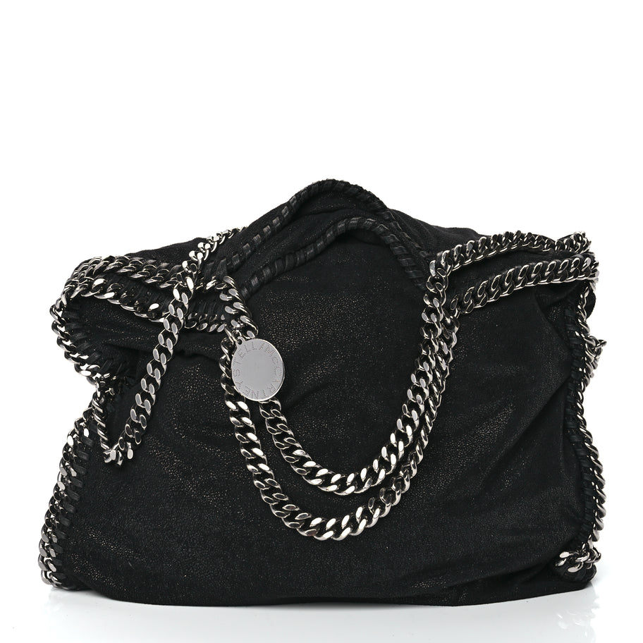 Stella McCartney Shaggy Deer Small Falabella Fold Over Tote Black Image 1