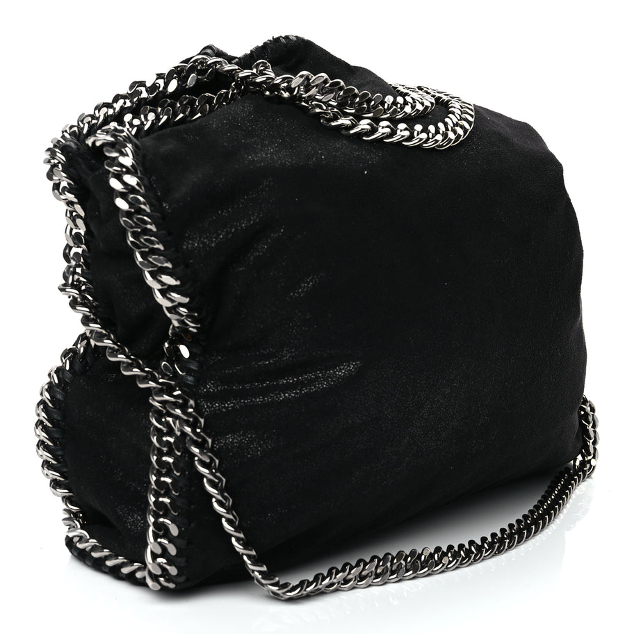 Stella McCartney Shaggy Deer Small Falabella Fold Over Tote Black Image 2