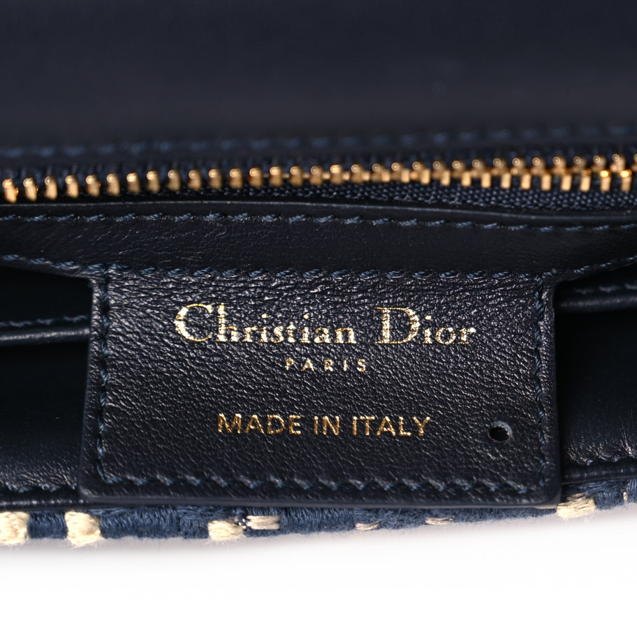 Christian Dior Fabric Macrocannage Woven Medium Caro Bag Blue White Image 5