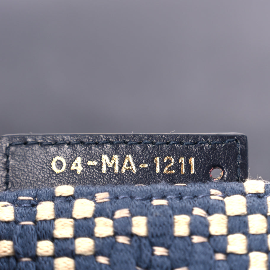 Christian Dior Fabric Macrocannage Woven Medium Caro Bag Blue White Image 6