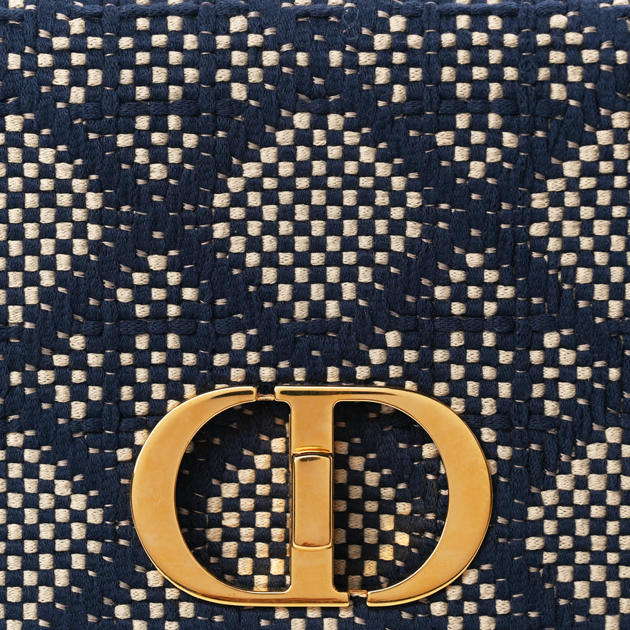 Christian Dior Fabric Macrocannage Woven Medium Caro Bag Blue White Image 7