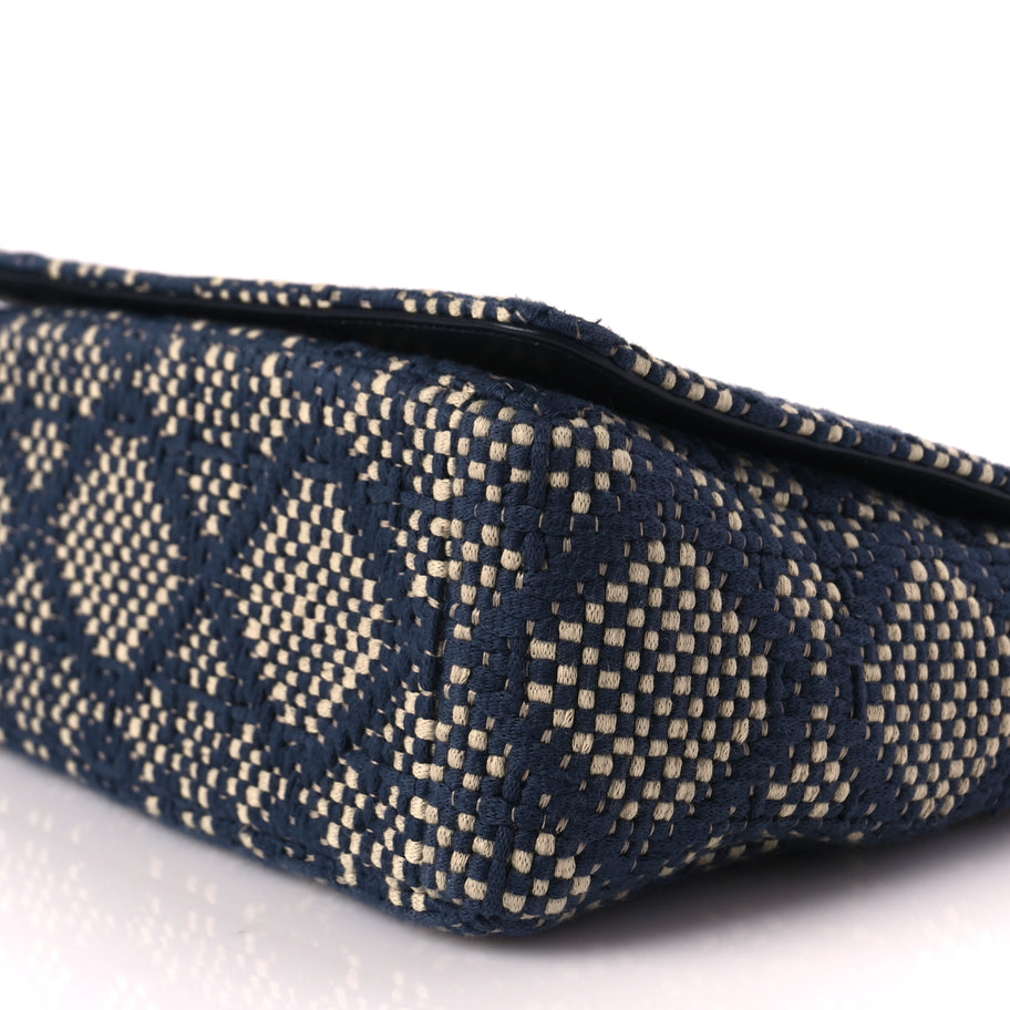 Christian Dior Fabric Macrocannage Woven Medium Caro Bag Blue White Image 9