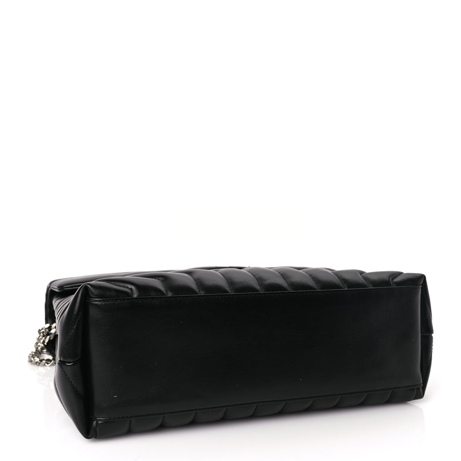 Saint Laurent Calfskin Y Quilted Monogram Medium Loulou Chain Satchel Black Image 3