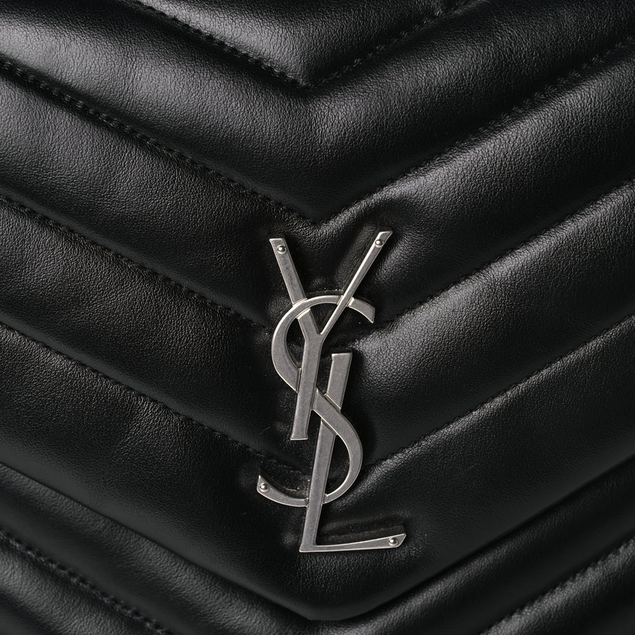 Saint Laurent Calfskin Y Quilted Monogram Medium Loulou Chain Satchel Black Image 6